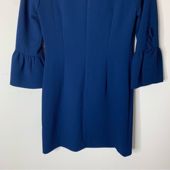 Club Monaco Archibelle Shift Dress Navy Blue Crepe 3/4 Length Sleeve Size 00 - Picture 9 of 16